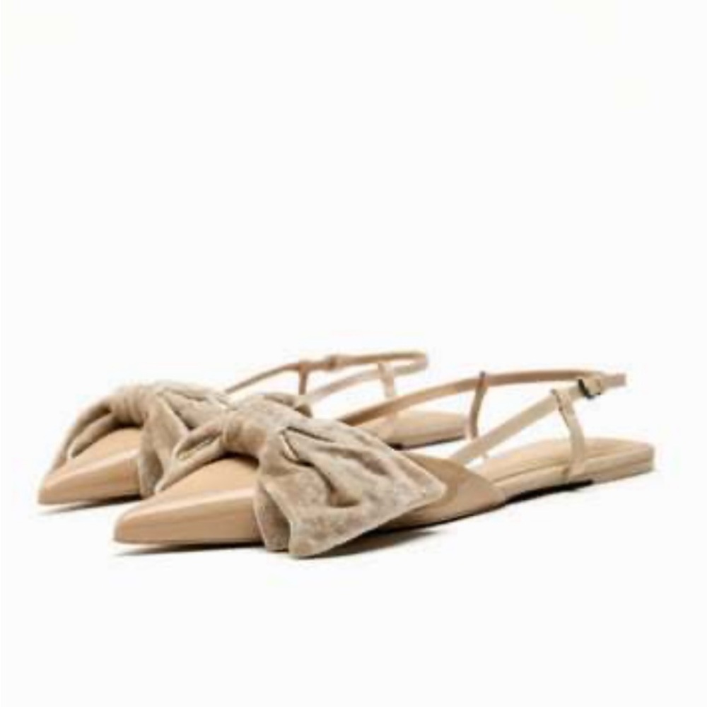 Zara Flat Slingbacks With Bow